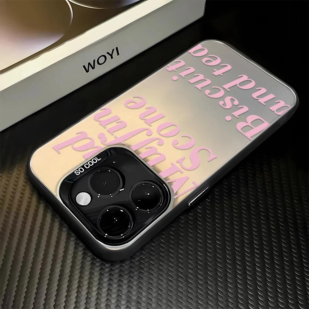 Rose Red English Letters Phone Case For lPhone 17 16Pro Max 15 14 13 12 11 Shockproof Bumper CoverCase Funda 16 Pro 15 14 Case