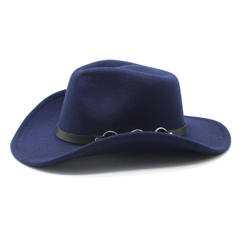 Men And Women Woolen Top Hat Western Cowboy Gentleman Jazz Concave Top Felt Hat