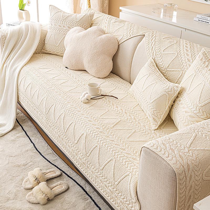 All-Cotton Sofa Cushion Four Seasons Universal Non-Slip Mat Nordic Simple Modern Leather Sofa Cover Solid Color Seat Cushion Cover Cloth