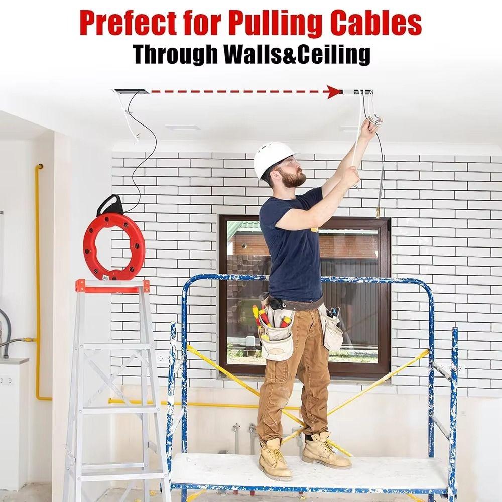 30 Meters Electrician Wire Cable Threading Device Red Electrician Cable Puller  Construction Sites