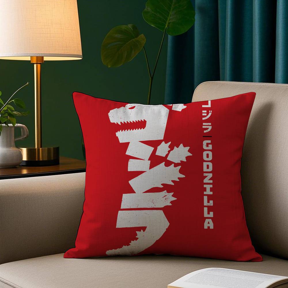 Cool G-GodzillaS Kuddfodral Plyschtyg Mjukt Kuddfodral Dubbelsidigt Tryck Soffkuddfodral Överkast