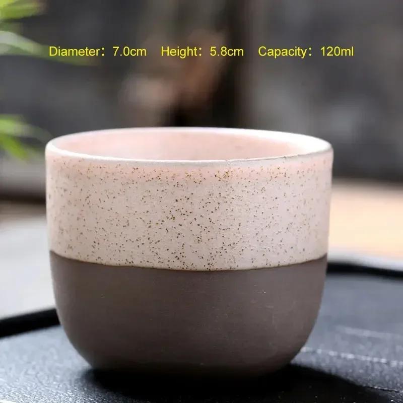 

120ml Coarse Pottery Tea Cup Set Handmade Ceramic Mug for Coffee and Chinese Gongfu Tea Home Office Dining Japanese Zen Style 120ml рожевий