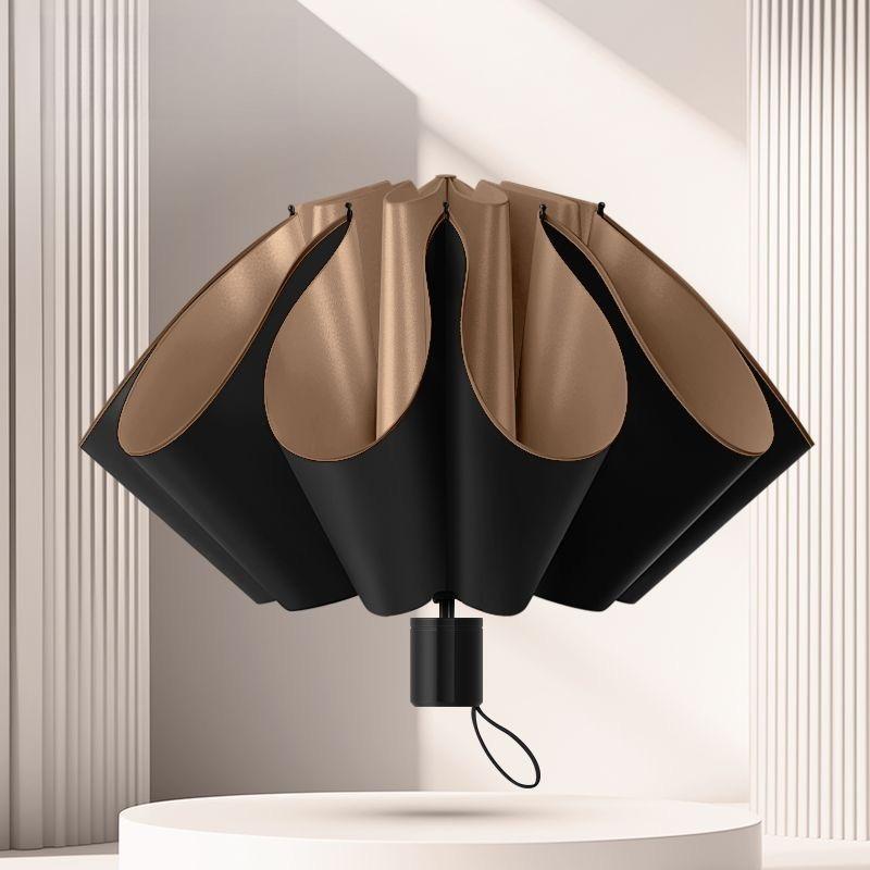 Fully Automatic Umbrella Thickened Reinforced Windproof Rainproof Portable Sun Protection Car-mounted Tri-fold Umbrella