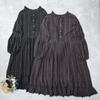 Johnature Jacquard Ruffle Printed Casual Dress Spring Loose Long Pullover Long-Sleeve A-Line Women Dresses