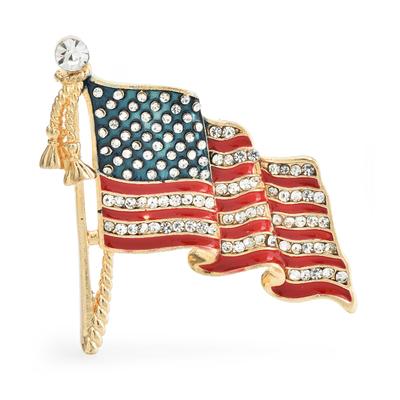 Wuli&baby The USA Flag Brooches For Women Unisex Rhinestone Enamel National-flag Brooch Pins