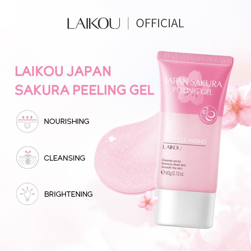 LAIKOU Sakura Facial Scrub Cherry Blossoms Remove Dead Skin Blackhead Peeling Gel Exfoliating Whitening 60g