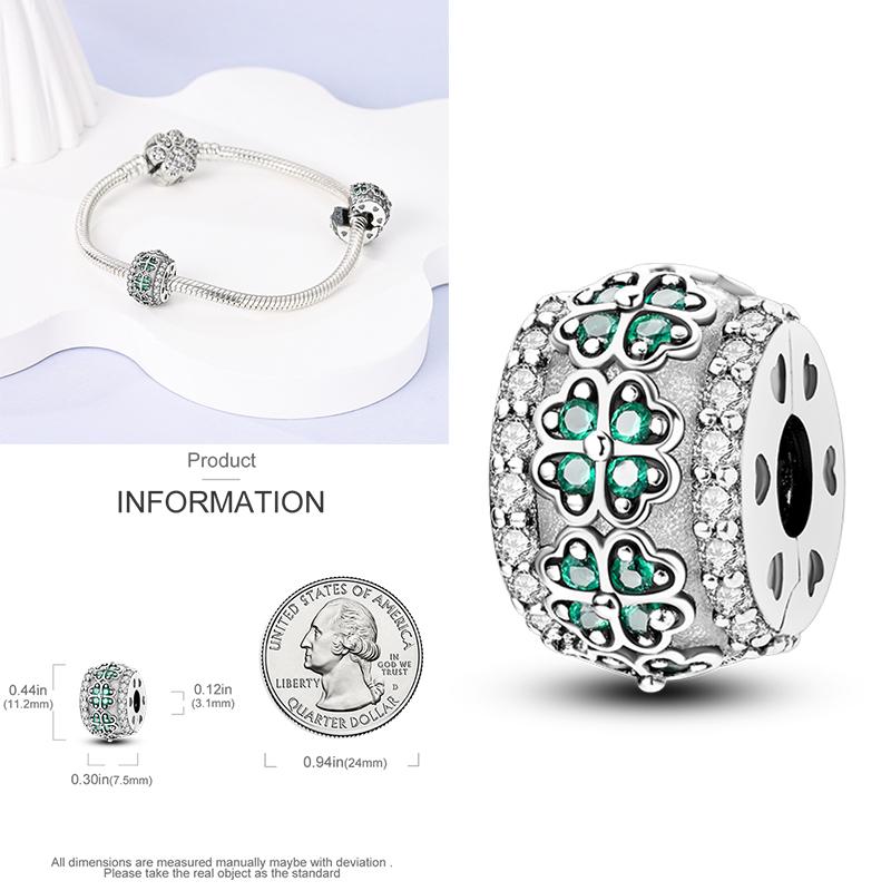 Cat Butterfly Daisy CZ Pave Clip Charm Bead Components Positioning Buckle Copper Metal Silicone Spacer Bead Components Compatible With Authentic