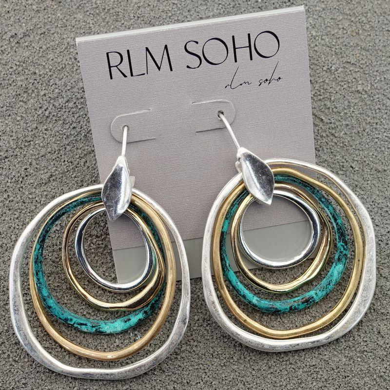 

Western Fashion Style Designer Tone Mori Girl Artsy Elegant Fan Multi-Color Mosaic Fashionmonger Personalized Earrings Ornament Default