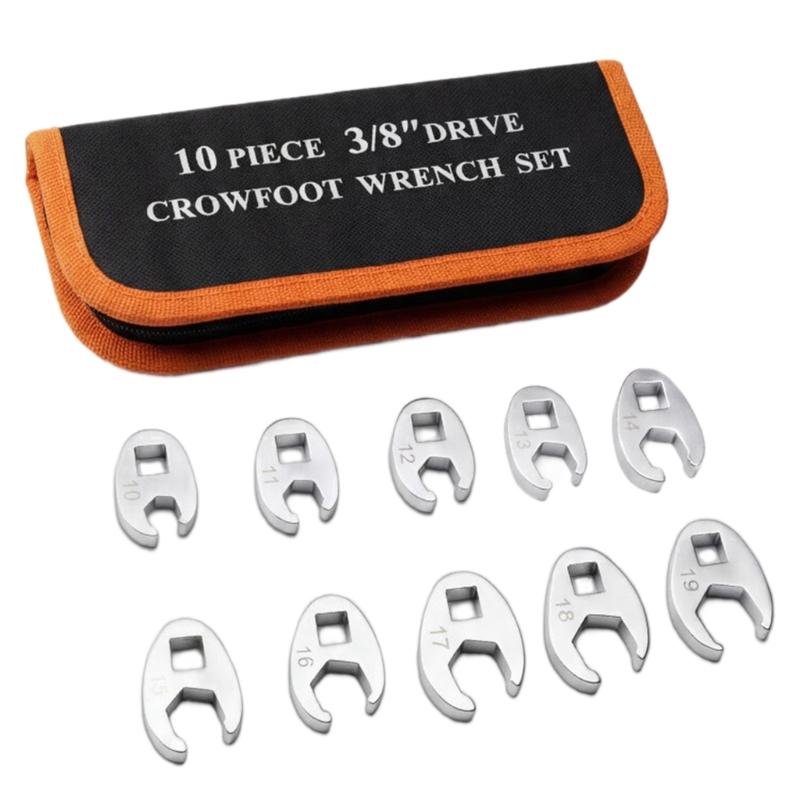 

10Pcs Professional Steel Crowfoot Wrench Set From 10mm To 19mm Includes Carry Pouch For Easy Transport 1