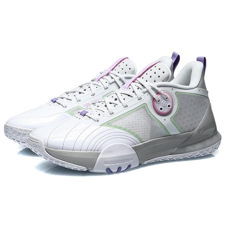 New LiNing 6 Throughout The Day Cushioning Anti Slip Wear Resistant Breathability Low Top Basketball Shoes White Gray ABPR019-3