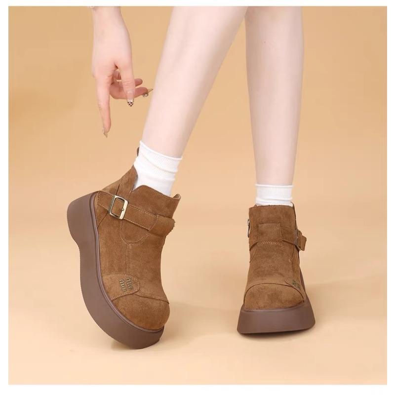 

Ретро ботинки на платформе для женской зимы, новые модели, с мехом, утолщенные, с высокой подошвой и тонкие, удобные, универсальные, с мягкой подошвой, противоскользящие 40 жёлтый