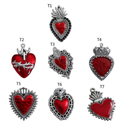 Heart-shaped Pendant Punk Style Heart Charm Gothic Hanging Ornamnet Jewelry Making DIY Handmade Accessories