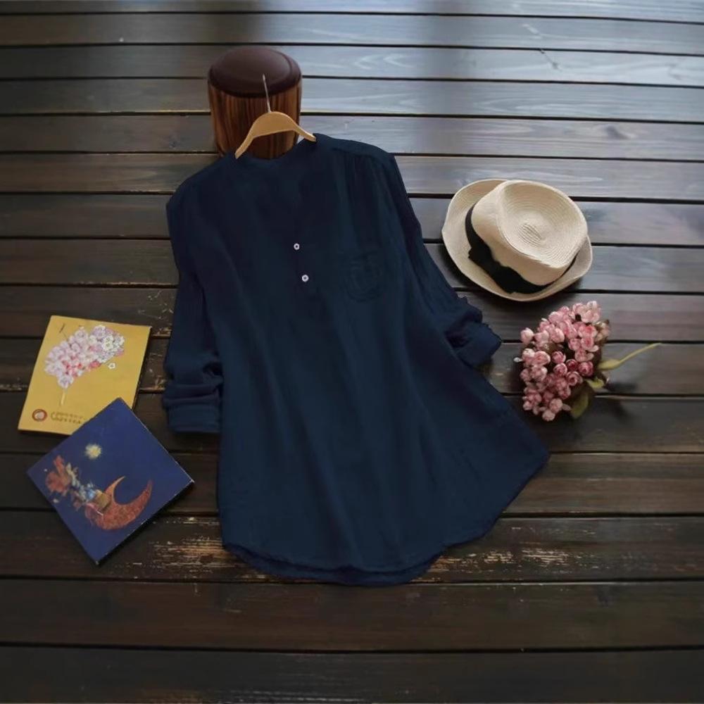 Hot Sale Large Size Bamboo Long Sleeve Shirt Women's European, American Loose Multi-Color Women's Top
