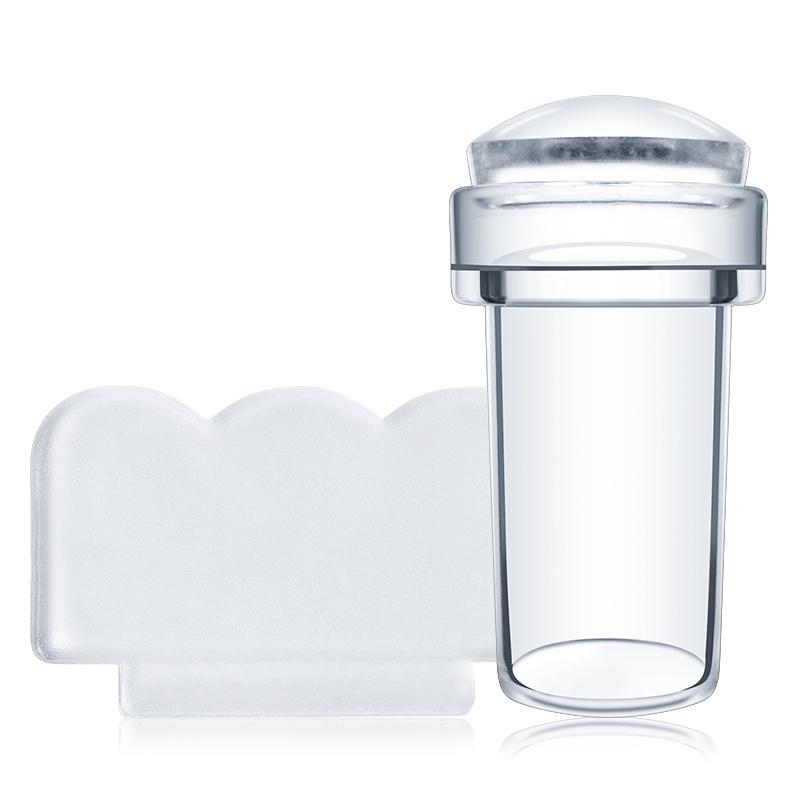 Nail Stamper Jelly Silicone Printing Nail Polish Stamping French Tip Nail Stamp Template with Scraper Manicure Stencil Tools