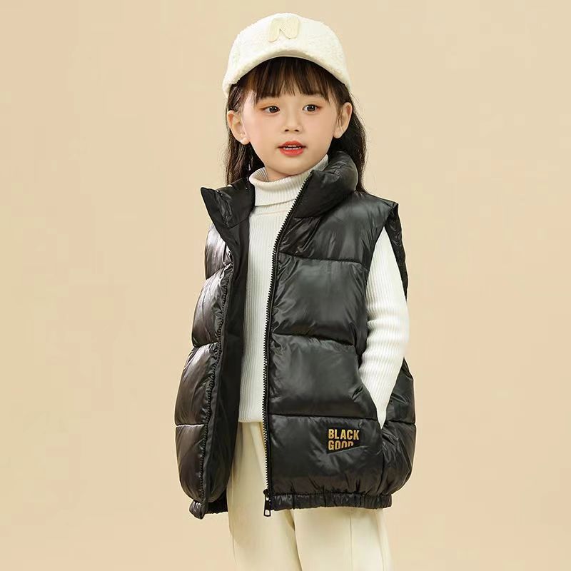 Inverno Caldo Ragazze Ragazzi Foderato in Cotone Dolcevita Coulisse Zip Gilet Piumino Bambino Gilet Termico Abbigliamento Scolastico Bambini Top 5-14 Anni