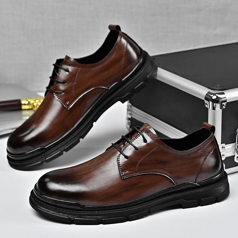

Foreign trade 2025 popular large size autumn new men s shoes outdoor leather dress outdoor versatile leather shoes 45 коричневий