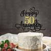 Black Gold Happy 50th Anniversary Cake Toppers- 50 Wedding Anniversary Party Decoration Ideas,Birthday Cake Decorations,50th Anniversary