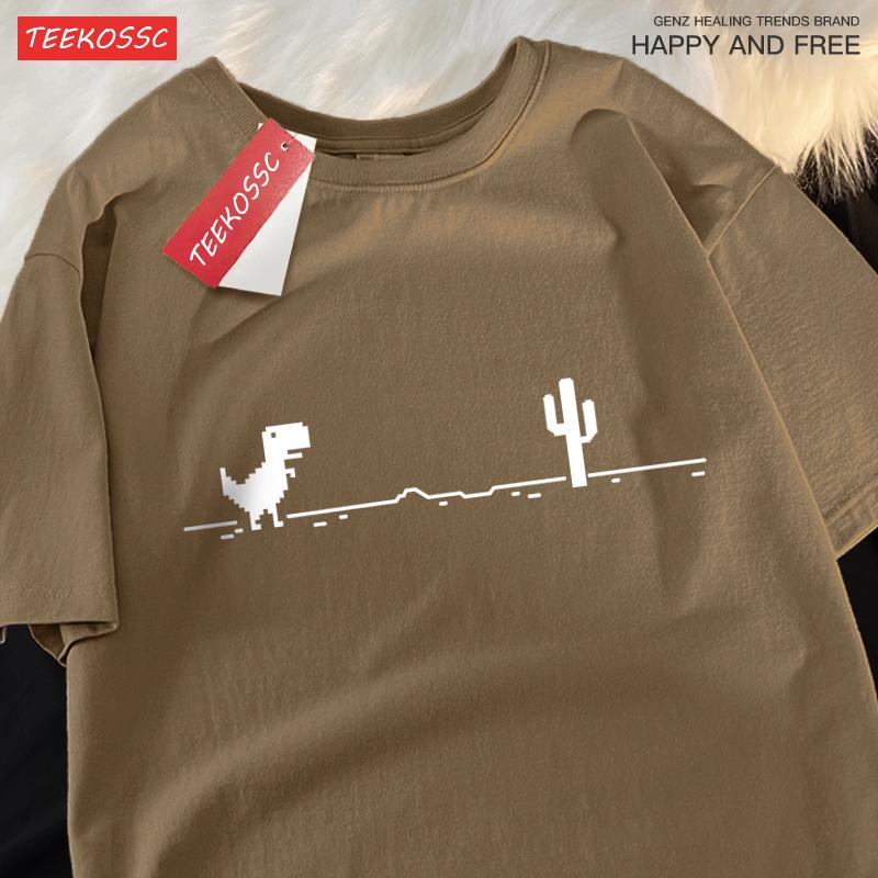 Network Malfunction Little Dinosaur Man T Shirts Casual Breathable T-Shirt Oversize Summer Cotton Hip Hop Street Half Sleeve