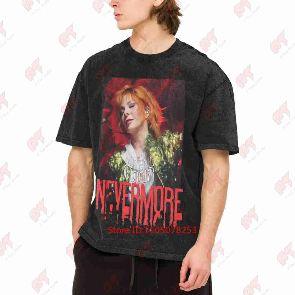 Mylene Farmer Nevermore Tour Ikonisches Signature Vintage Washed T-Shirt Reines Baumwoll-T-Shirt