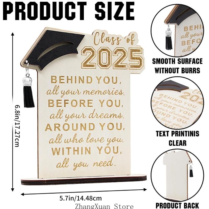 3XUF Graduation Sign Desk Decoration 2025 Inspirational Quote Plaque with Stand Graduation Present For Students