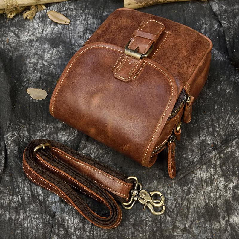 Genuine Leather Shoulder Waist Bag Small Mens Womens Natural Skin Crossbody Phone Bag Portable Front Mini Bags Anti Theft