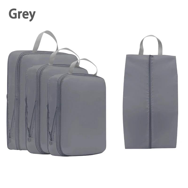 4 штнабор Дорожный компрессионный мешок Органайзер для багажа Дорожный мешочек Упаковочные кубики для органайзера дорожной сумки Дорожный мешок для хранения серый 1798₽