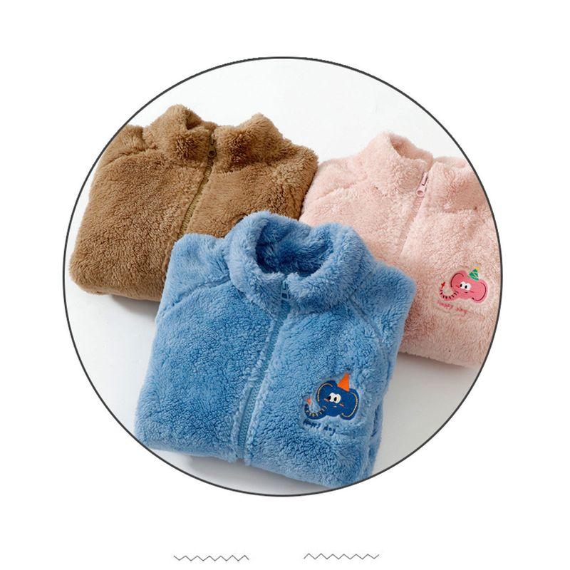 Children's Zip-Up Jacket for Autumn and Winter, Boys' and Girls' Coral Fleece Tops, Double-Sided Fleece, Stand-Up Collar Cardigan for Older Children