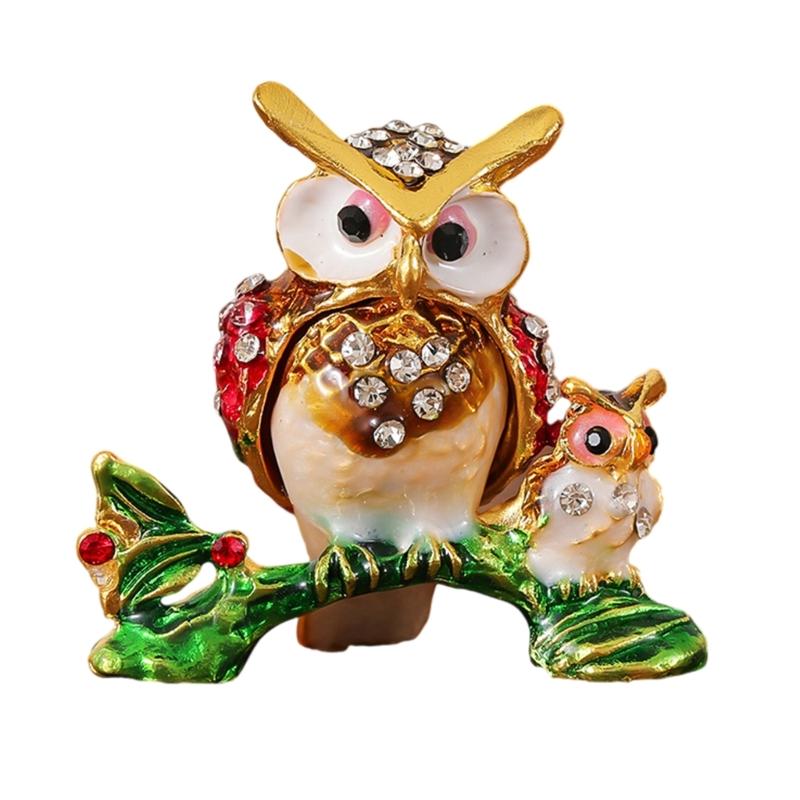 Elegant Owl Design Zinc Alloy Jewelry Case With Secure Compartments For Jewelry Display And Home decors