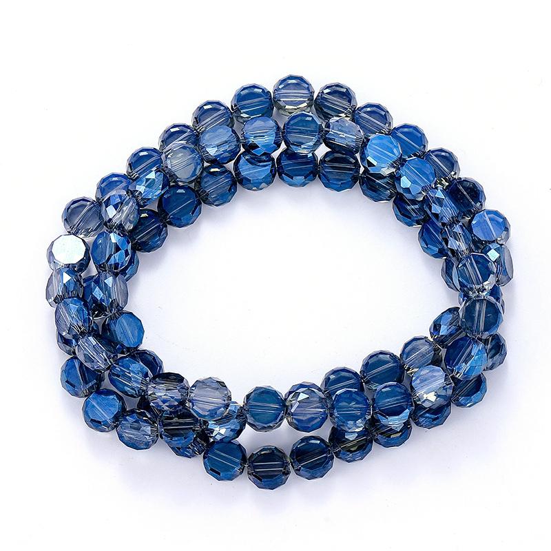 Flat Round Glass Beads Transparent Faceted Glass Spacers Colorful Coin Beads Crystal Loose Beads for Jewelry Making DIY Bracelet
