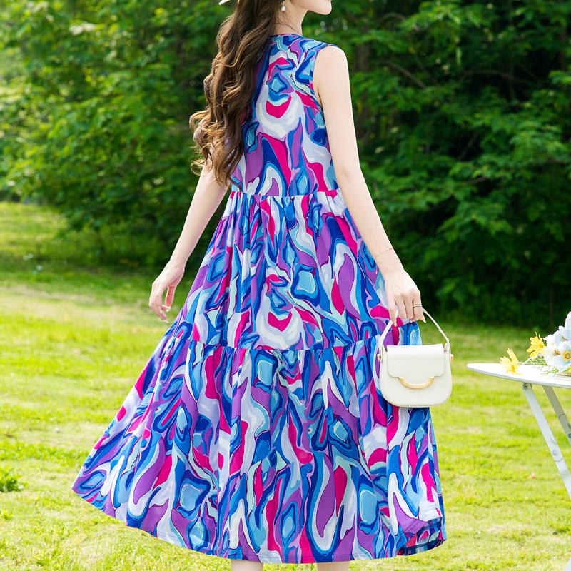 Summer Sleeveless Dresses for Women Vintage Clothes Loose Plus Size Elegant Long Dress