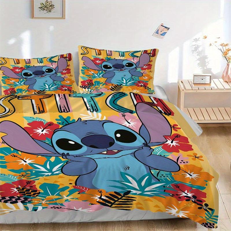 

3pcs Stitch, Hawaiian Printed Bedding Set, Breathable And Soft, Machine Washable, Christmas Gift, Suitable for Bedroom Decoration, 067 135x200cm