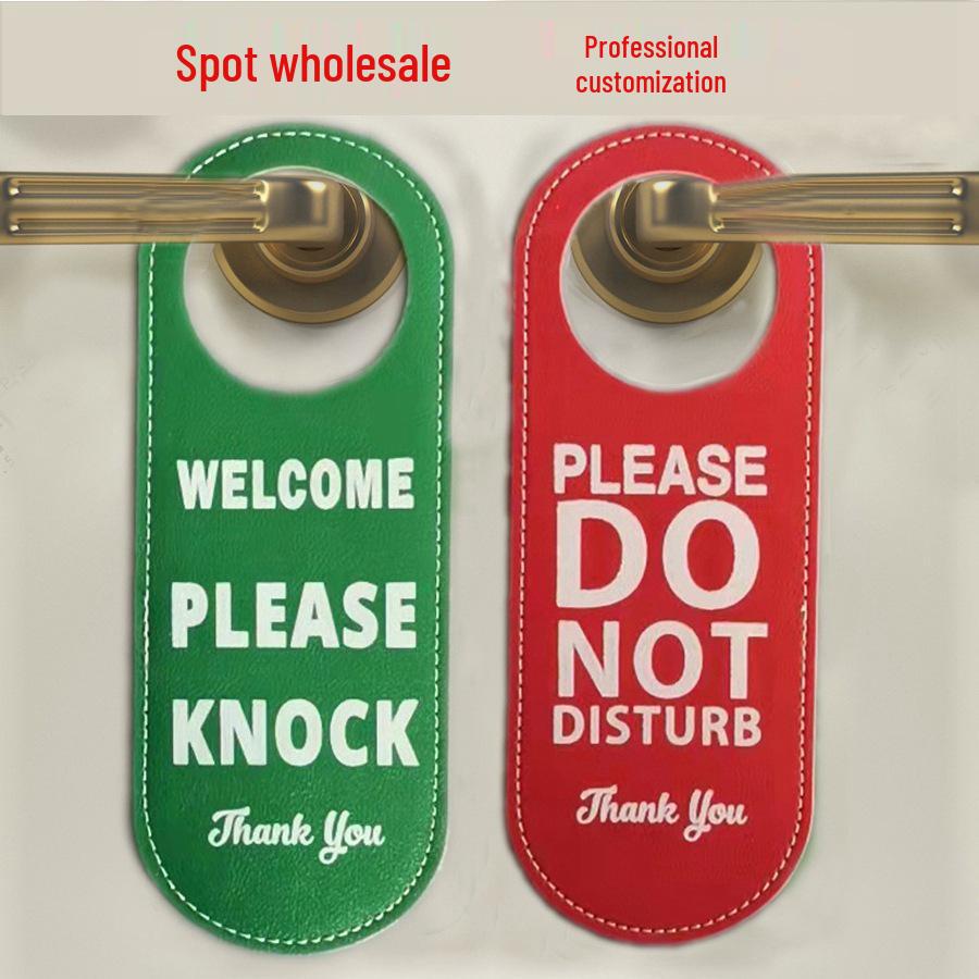 PU Leather Do Not Disturb Door Sign - English Version for Hotels and Conferences