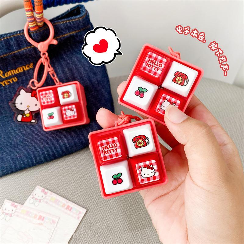 New Creative Four-Grid Electronic Button Sound Keychain Pendant Decor Cartoon Anime Figure Minecraft