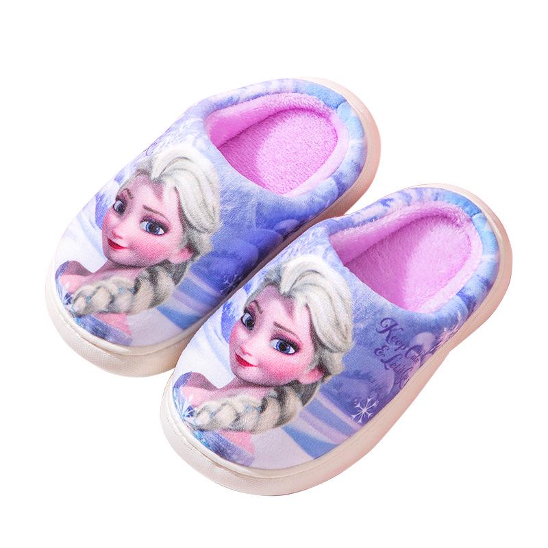 Antypoślizgowe bawełniane kapcie dla dziewczynek Elsa z Krainy Lodu - Jesień/Zima