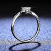 S925 Sterling Silver 50-Point Twisted Moissanite Ring with Four-Prong Setting