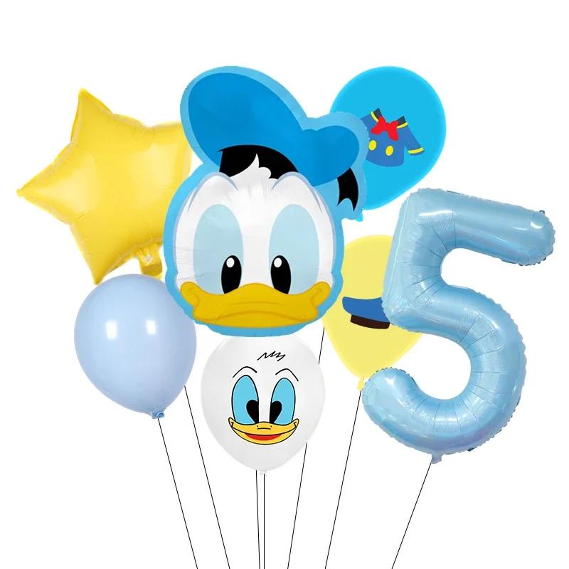 Cartoon Donald Number Duck Daisy Aluminum Film Balloon Set Spherical DIY Birthday Arrangement Party Decoration Balloons Kawaii