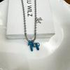 Colliers pendentifs LATS Couleur Blanc Noir Vert Bleu Rose Émail Cheval Colt Chaîne de Perles en Alliage Plaqué Argent Chokers