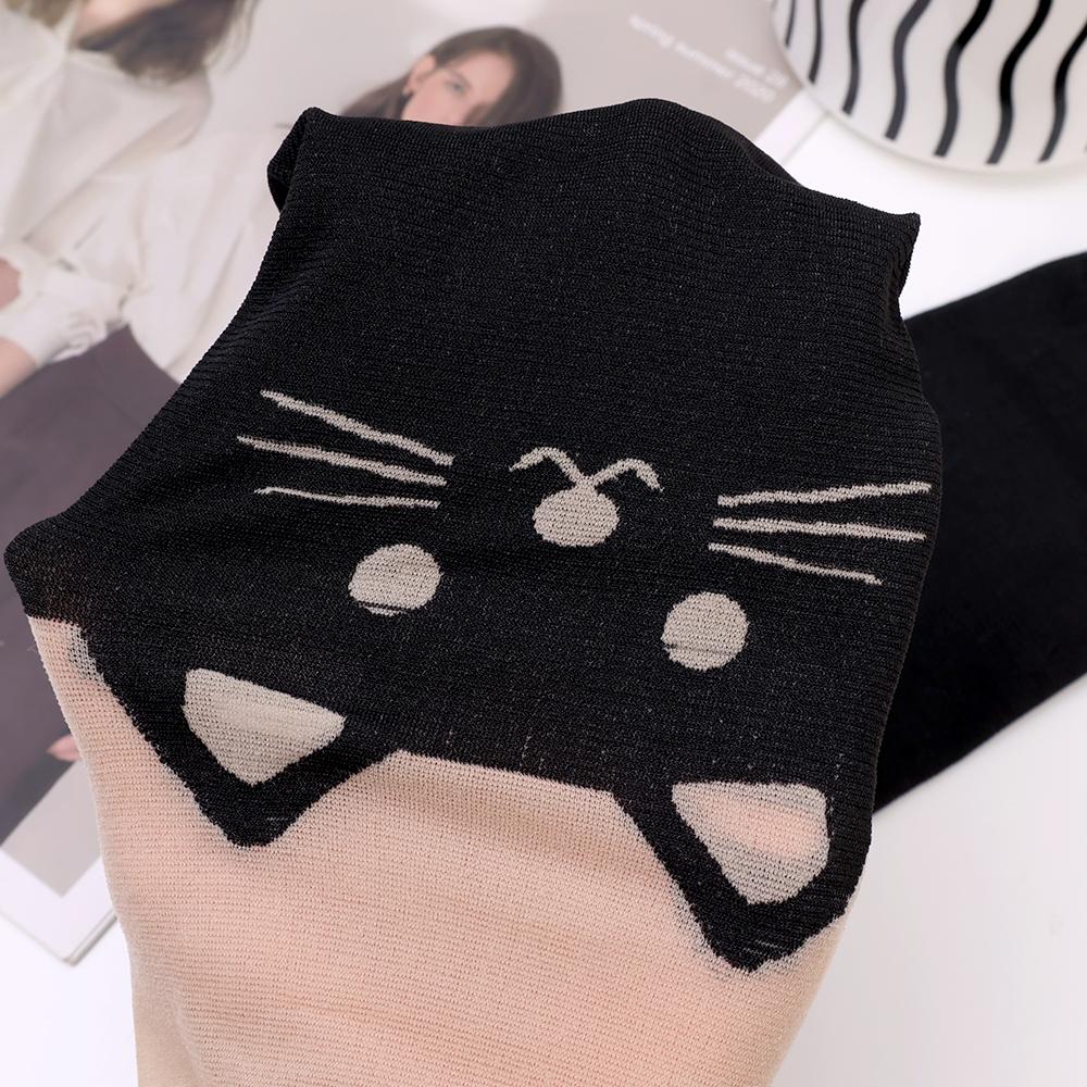 Creative Women Cute Cat Silk Stockings Sexy Thin Cartoon Kitten Tail Pantyhose Hosiery Tattoo Tights Fashion Printed Stockings