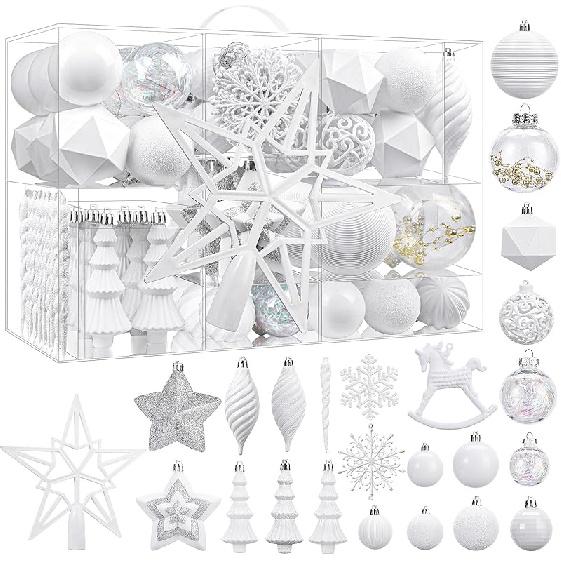 SHareconn 100pcs Christmas Tree Decorations Ornaments Set, Shatterproof Plastic Baubles Decorative Balls for Xmas Tree Decor Holiday Wedding Party,