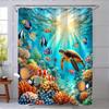 Sea Turtle Shower Curtain Ocean Beach Coastal Seaworld Marine Life Bathroom Curtain Set with Hooks Home Decoration