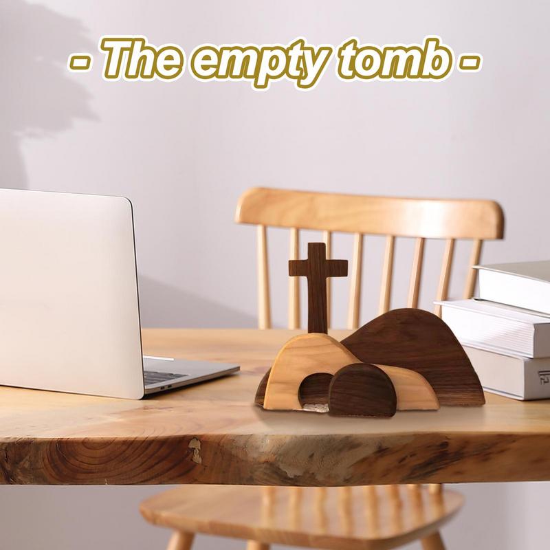 Easter Resurrection Scene Christ Figurine Decoration Wooden Tiered Tray Kit Handcrafted Jesus Nativity Sign For Home Church