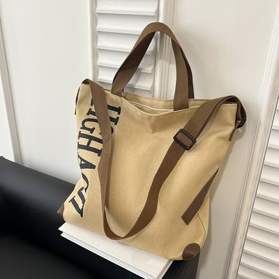 Xiaohongshu: Canvas-Tasche mit großem Fassungsvermögen, Freizeittasche, trendig, modisch, vielseitig, einfach und praktisch
