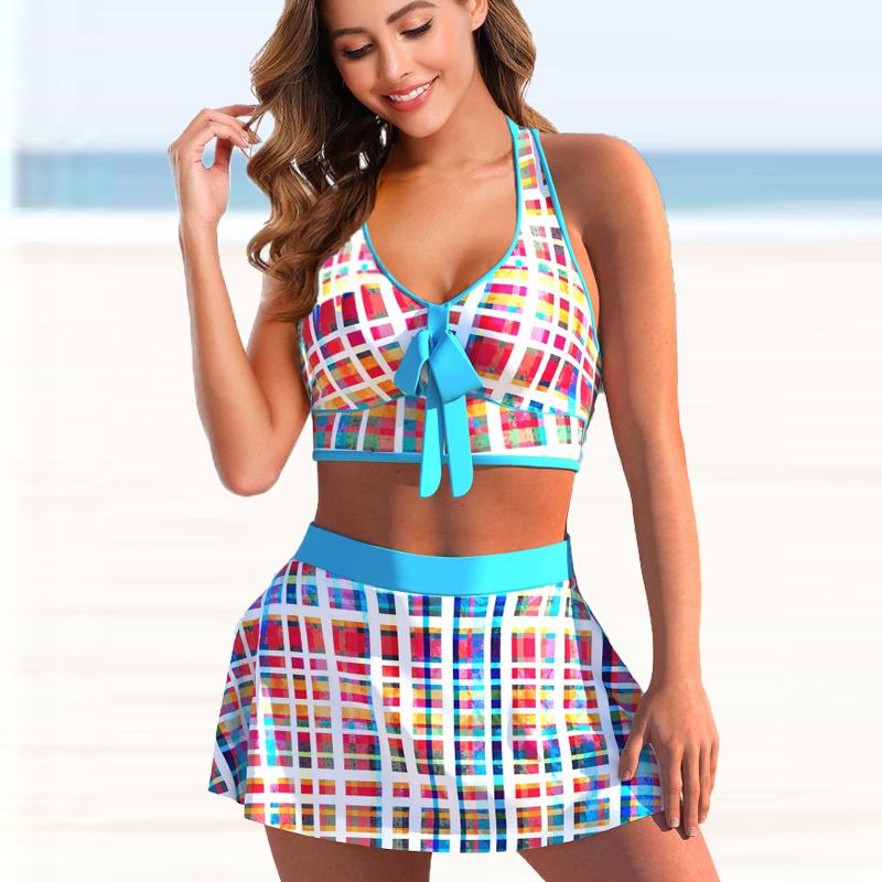 

Женские купальники танкини, купальник из 2 предметов, синий полосатый жилет с перекрестным принтом, купальные костюмы для отдыха 5XL красный