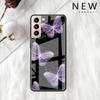 Funda de Cristal Mariposa Rosa Belleza Para Samsung Galaxy S22 S20 FE S21 Plus Cubierta de Teléfono S10 5G S9 Note 20 Ultra 10 Lite Carcasa