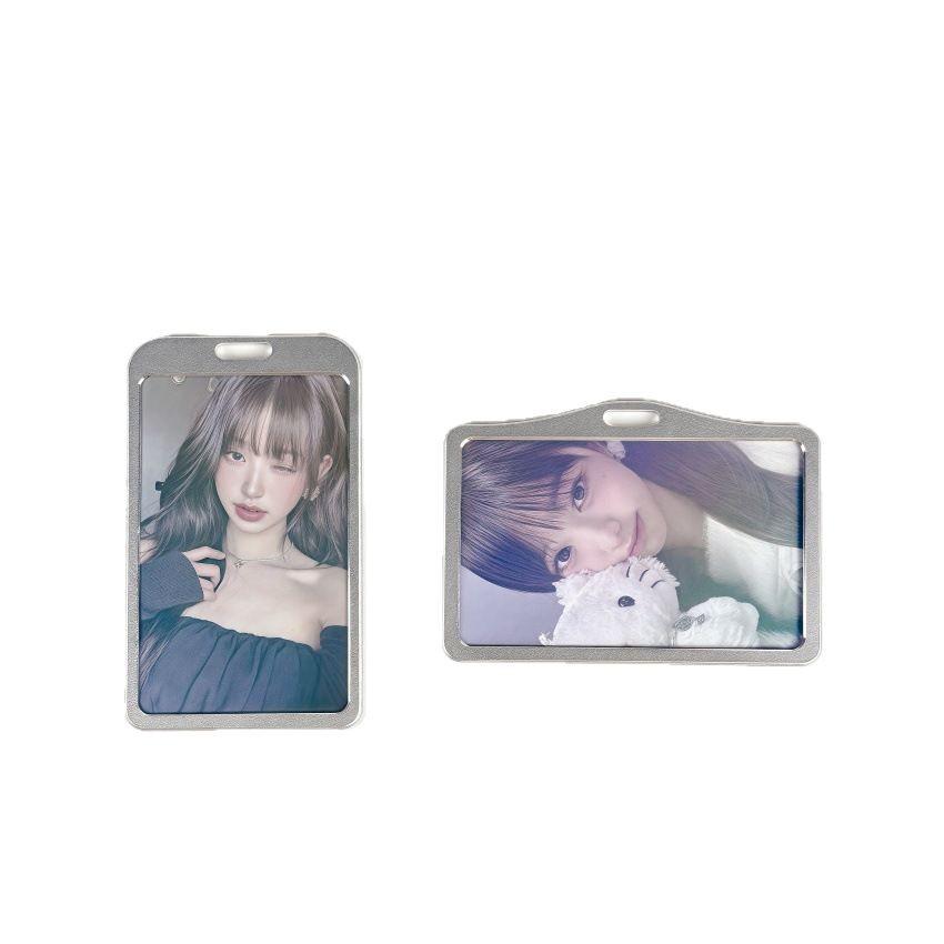 Silver Metal Star Idol Photo Frame Badge Holder with Beaded Chain