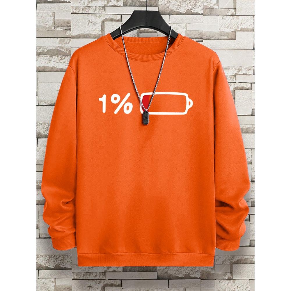 Naléhavé Pro Nabíjení 1% Vtipný Potisk Pánské Oblečení Vzor Volná Mikina Nová Oversized Dlouhý Rukáv Street Dámské