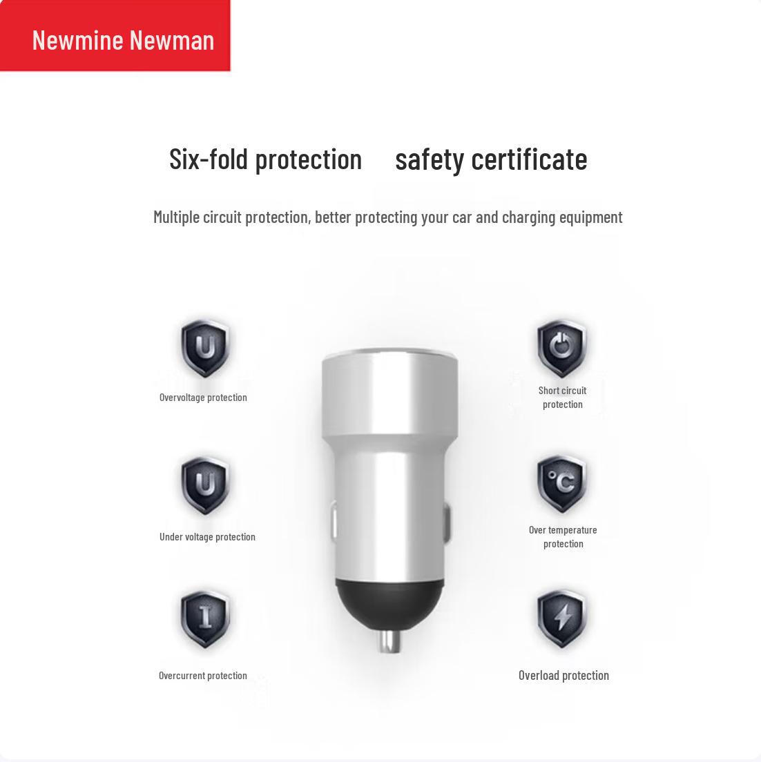 

Newman HC28 Dual USB Car Charger 24W Max, All-Metal, Drop-Resistant, Portable