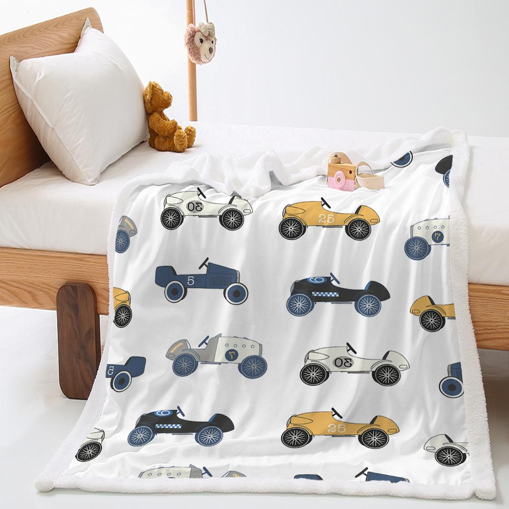 Blanket 2D Digital Printing Lamb Fleece Crystal Fleece Car Illustration Blanket Cover Blanket