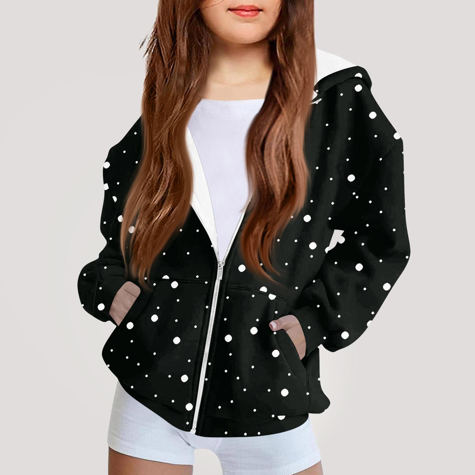 

Детская мода Принтованная толстовка с капюшоном с длинными рукавами Куртка-худи для девочек 130 чёрный