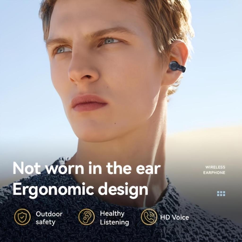 CLIP-ON HEADSET: Mini Wireless Headphones with Universal Mobile Phone Control and Voice Health Features, Compatible with All Smartphones